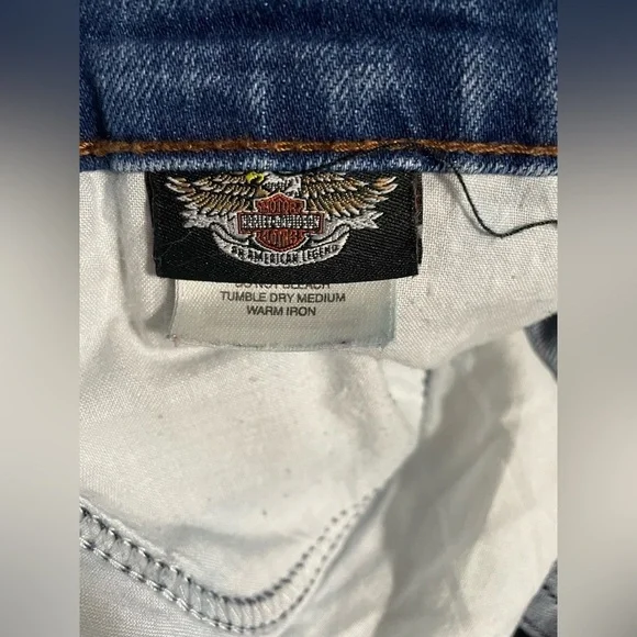 Vintage Harley Davidson High Rise Straight Leg Boot Cut Jeans Size 8 P - Picture 8 of 11